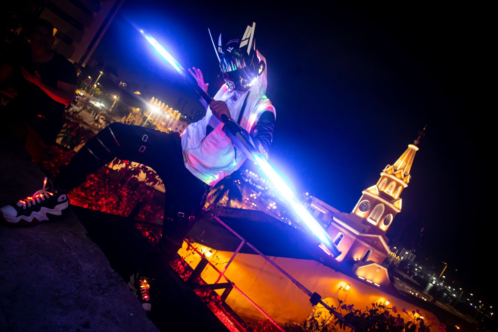 Espectáculo LED nocturno en Colombia — Circo del Fuego